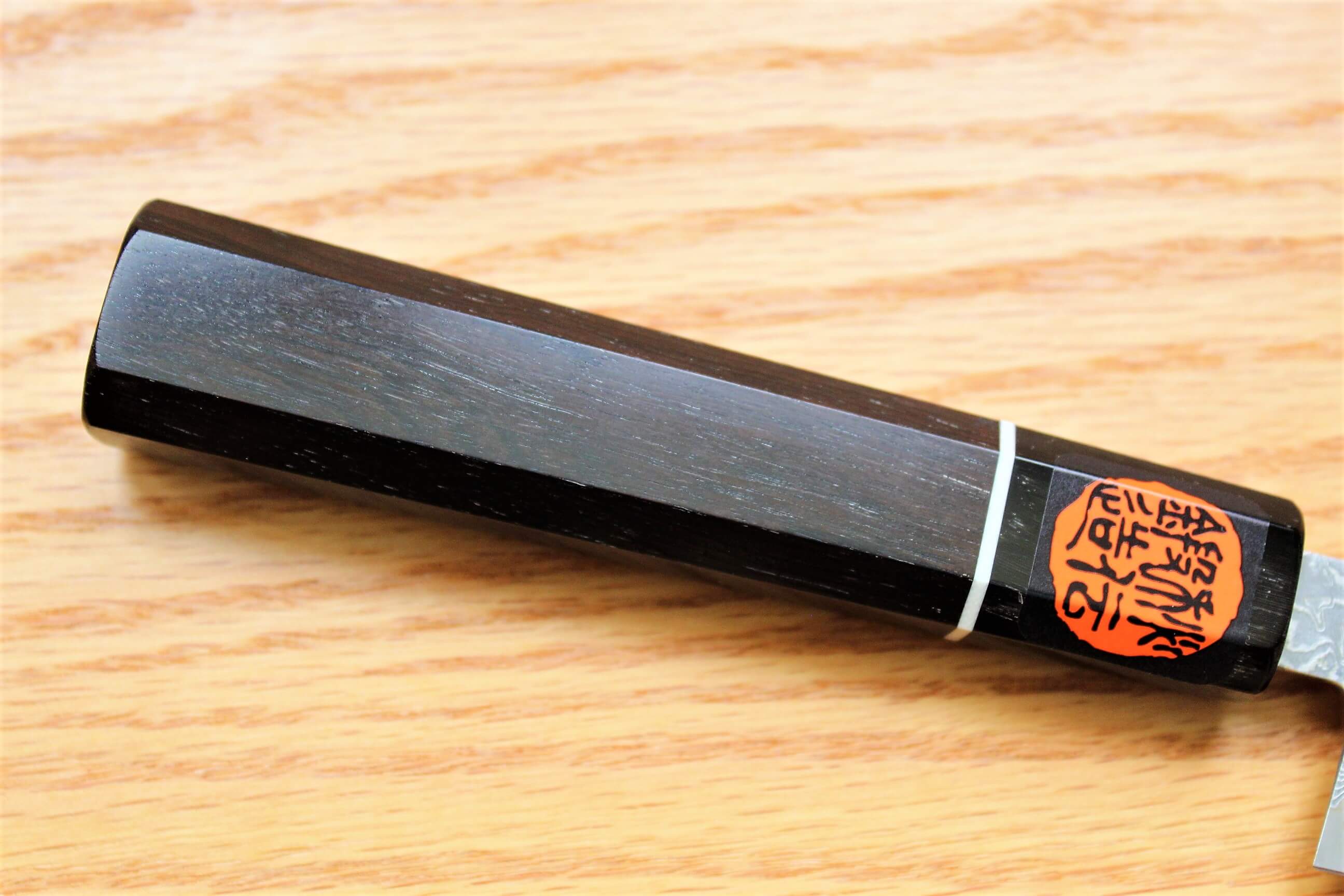 Kitchen Knives - Shigeki Tanaka Habakiri Damascus SG2 Steel Gyuto With Ebony Handle Buffalo Ferrule 180mm / 7.1"
