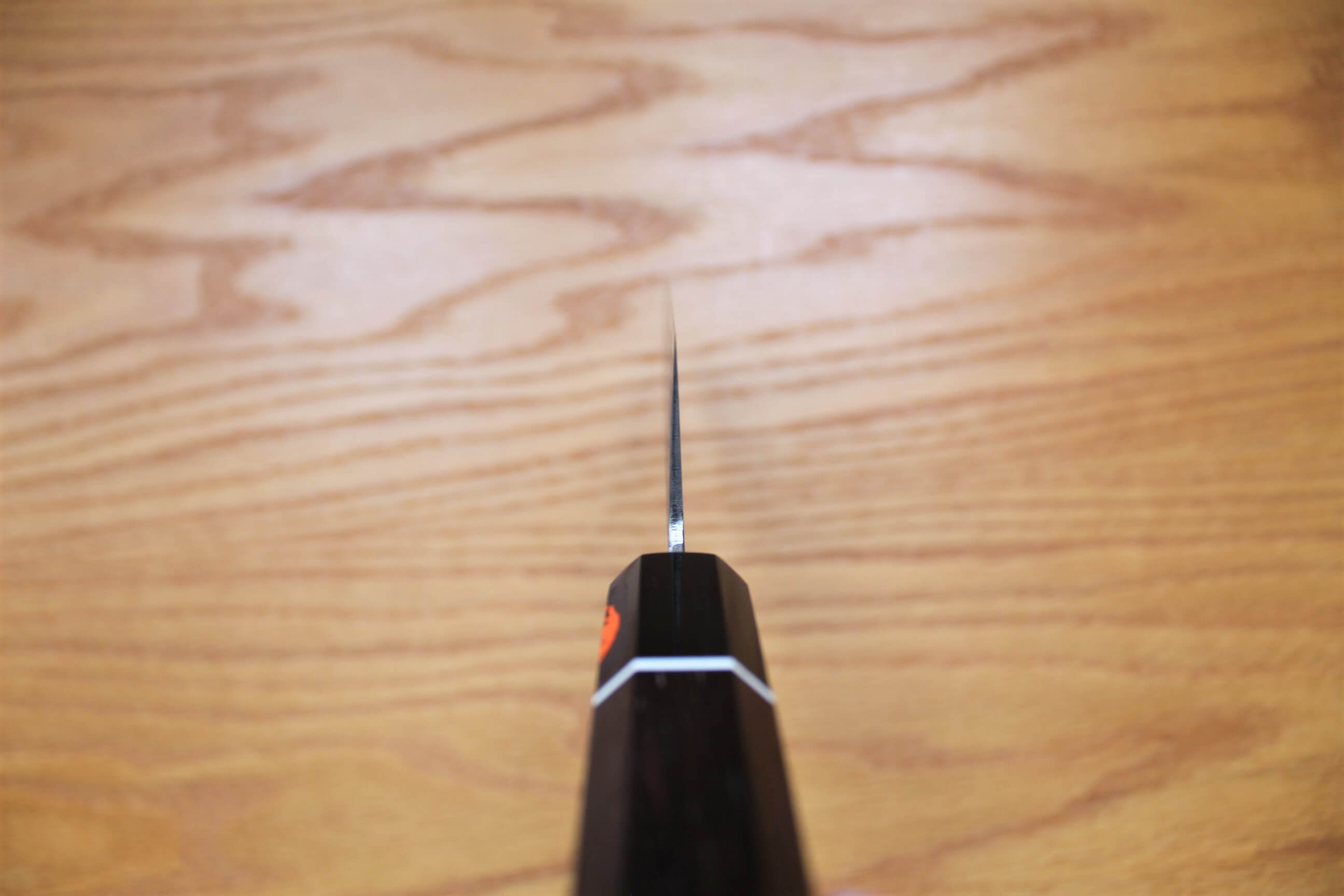 Kitchen Knives - Shigeki Tanaka Habakiri Damascus SG2 Steel Gyuto With Ebony Handle Buffalo Ferrule 180mm / 7.1"