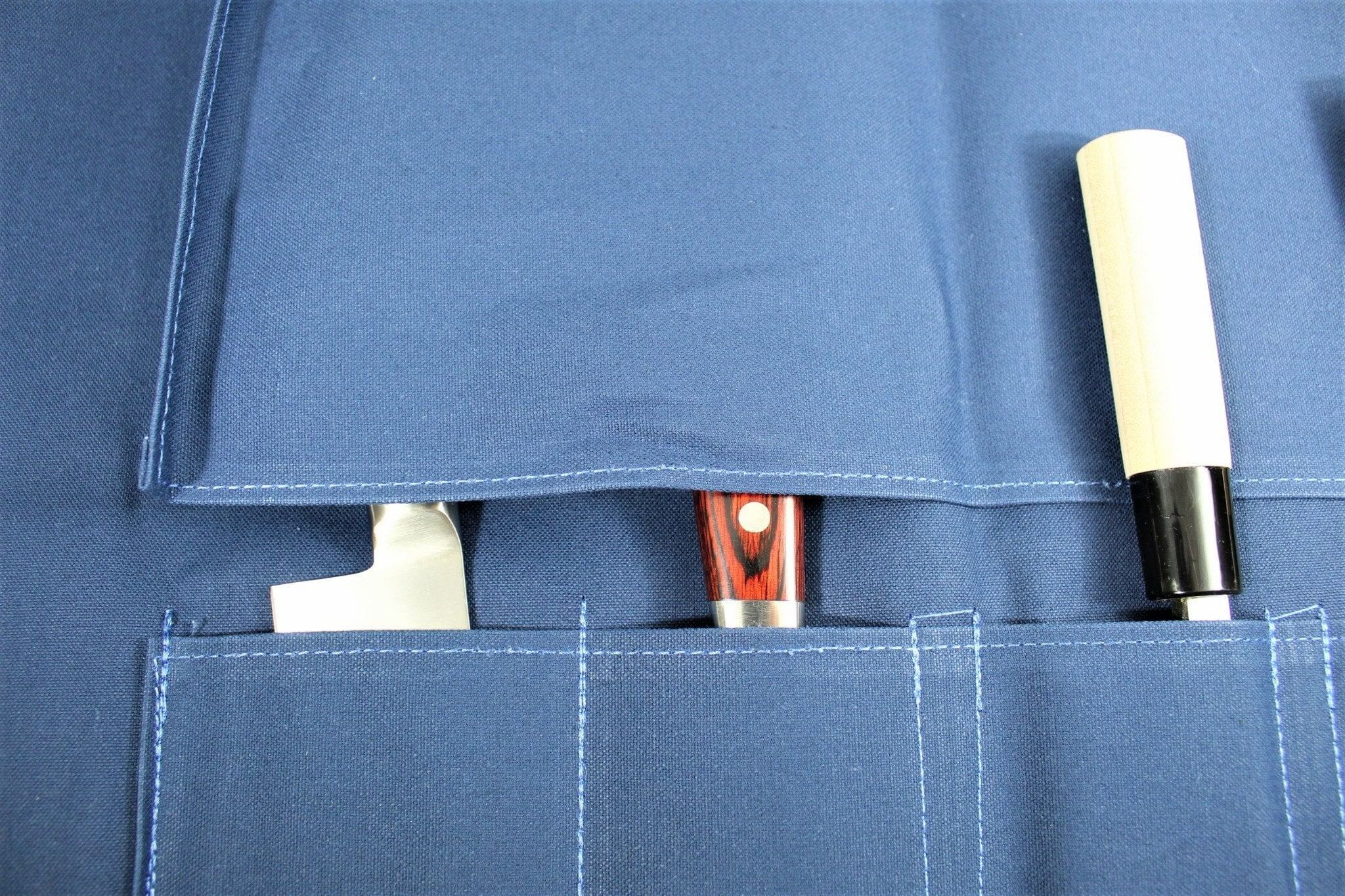 Knife Blocks & Holders - Japanese Chef Knife Canvas Roll Carry Bag For 6 Knives - Navy