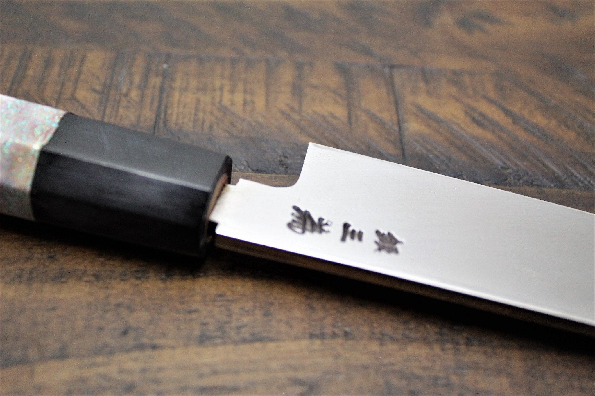 Knife - Sakai Takayuki Rinka Ginsan Silver #3 Sakimaru-Takohiki 390mm (15.4") With Decorative Handle And Saya - Cherry Blossom Engraving - Slicer