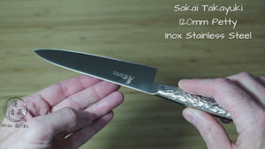 Sakai Takayuki Japanese Knife Set INOX Pro Molybdenum Stainless Steel Petty Knife 120 mm (4.7") Gyuto 210mm (8.3")