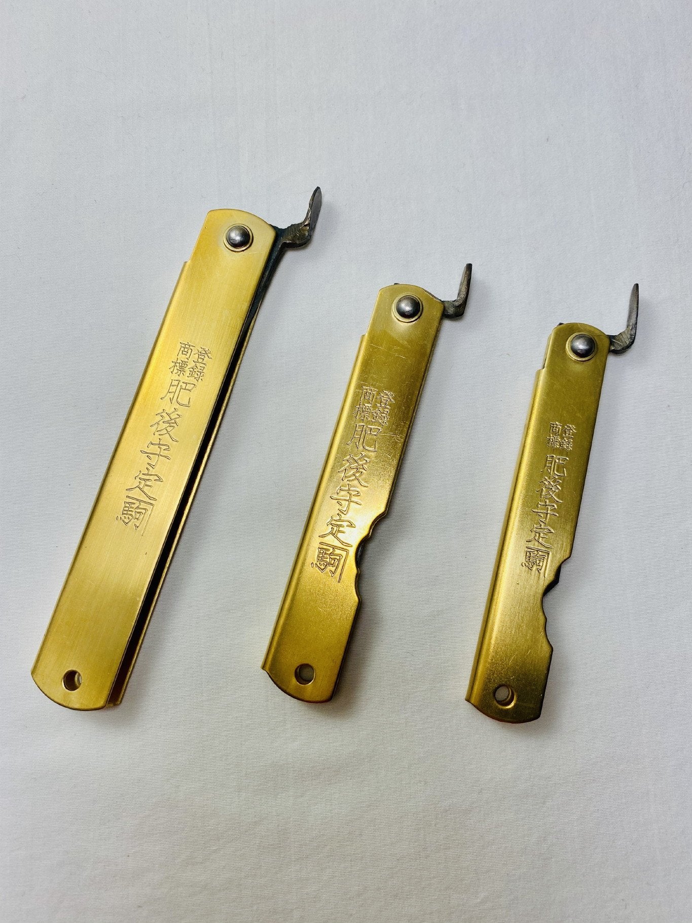 Japanese Brass Folding Pocket Knife Blade Aoniko Higonokami (Blue Steel #2) Nagao Kanekoma by Hasu-Seizo