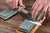 man sharpening japanese kitchen knife 