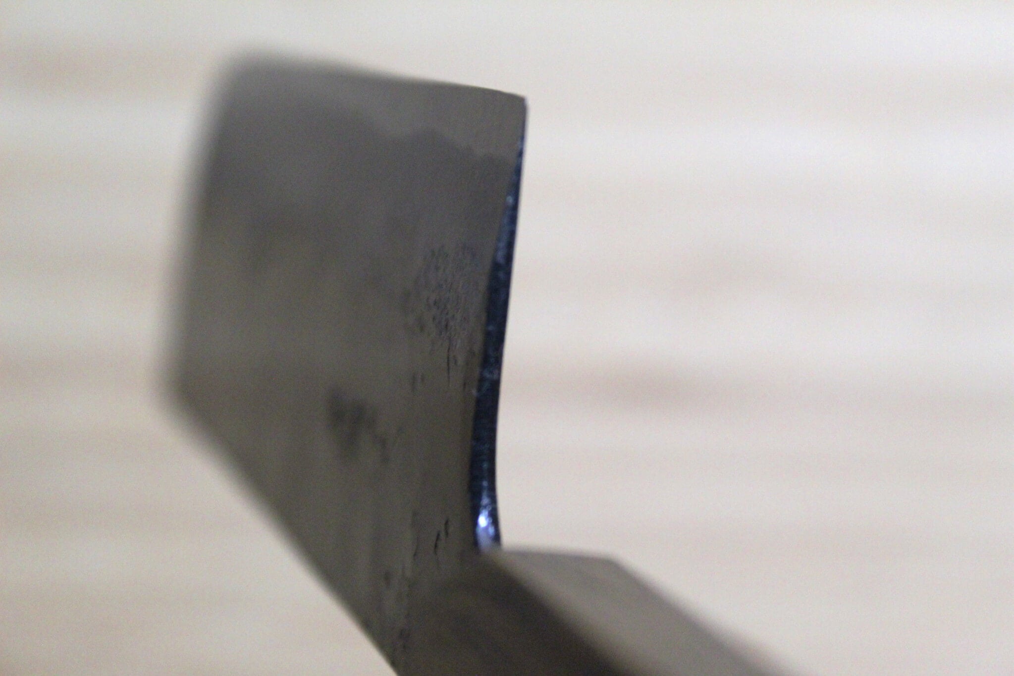 OUL Kurouchi Aoniko / Blue Steel #2 Small Nakiri Knife 120 mm / 4.7" Black Oak Handle