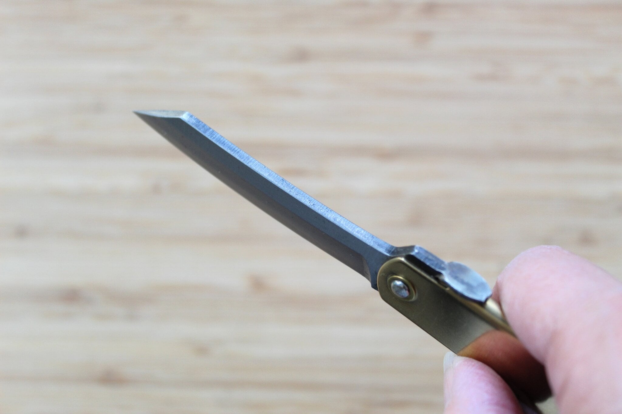 Higonokami Aoniko (Blue Steel #2) Brass Folding Pocket Knife