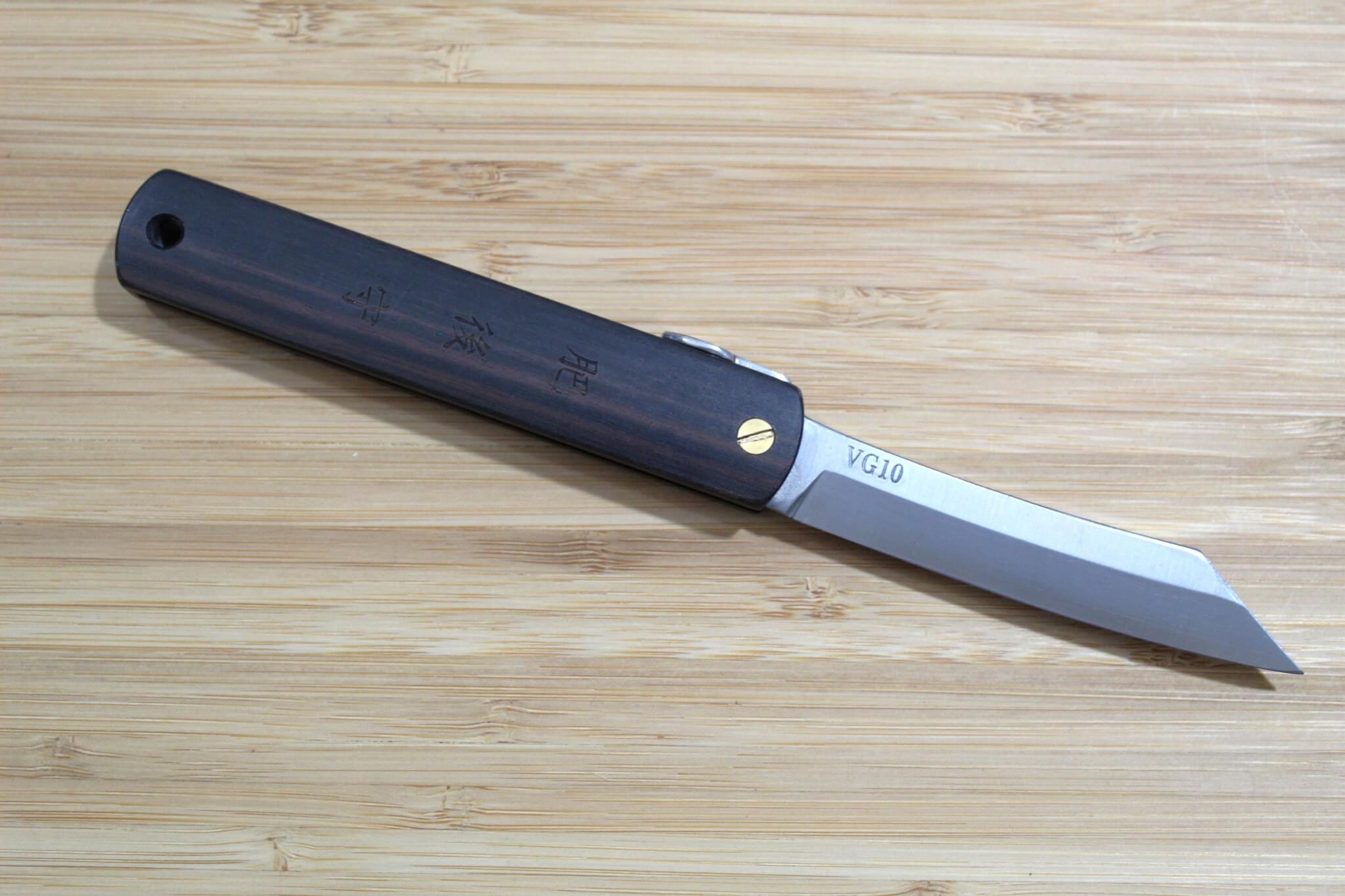 Higonokami Kokutan Ebony Handle VG-10 Japanese Folding Pocket Knife