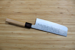 Hounen Kihan Oborozuki Ginsan Nashiji Nakiri Knife 165 mm / 6.5" with Magnolia Handle