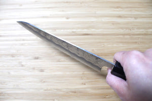 Hounen Kihan Oborozuki Ginsan Nashiji Gyuto Knife 180 mm / 7.1" with Magnolia Handle