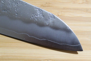 Hounen Kihan Oborozuki Ginsan Nashiji Santoku Knife 165 mm / 6.5" with Magnolia Handle