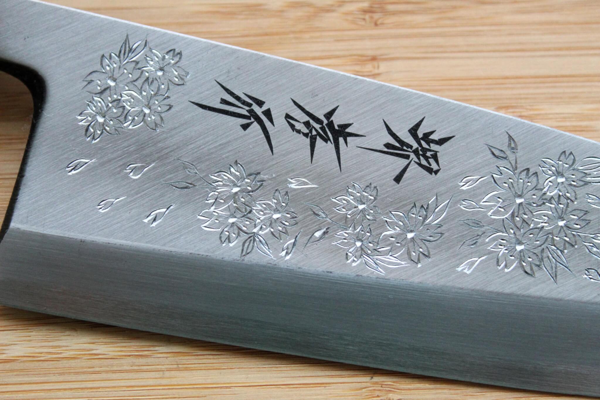 Sakai Takayuki Custom Sakura Decorative Deba Knife White Steel 180mm (7.0")