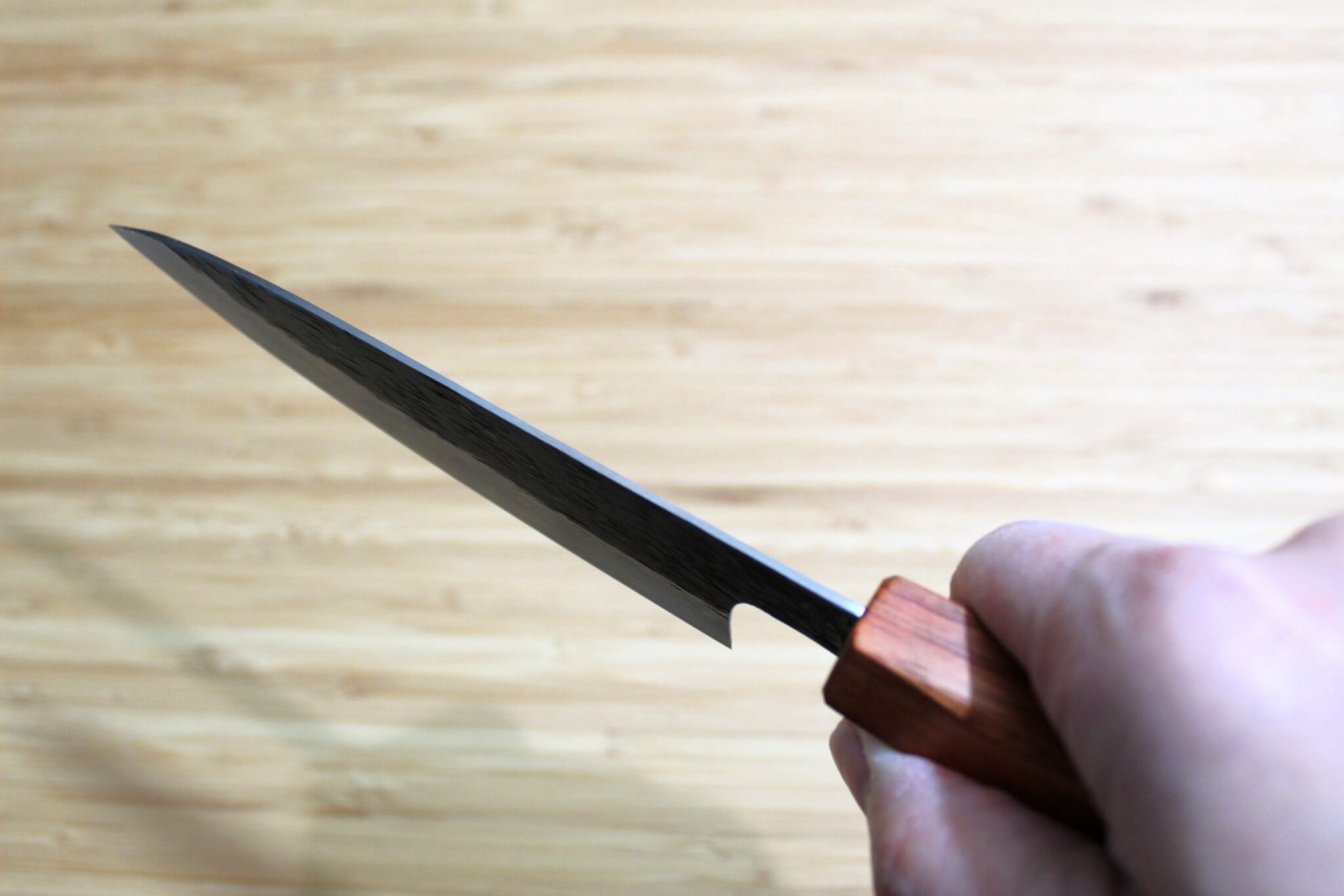 Isamitsu Shirogami #1 / White Steel #1 Petty 120 mm / 4.7" Brown Two Tone Maple Handle