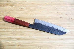 Isamitsu Shirogami #1 / White Steel #1 Santoku 180 mm / 7.0" Red Two Tone Maple Handle