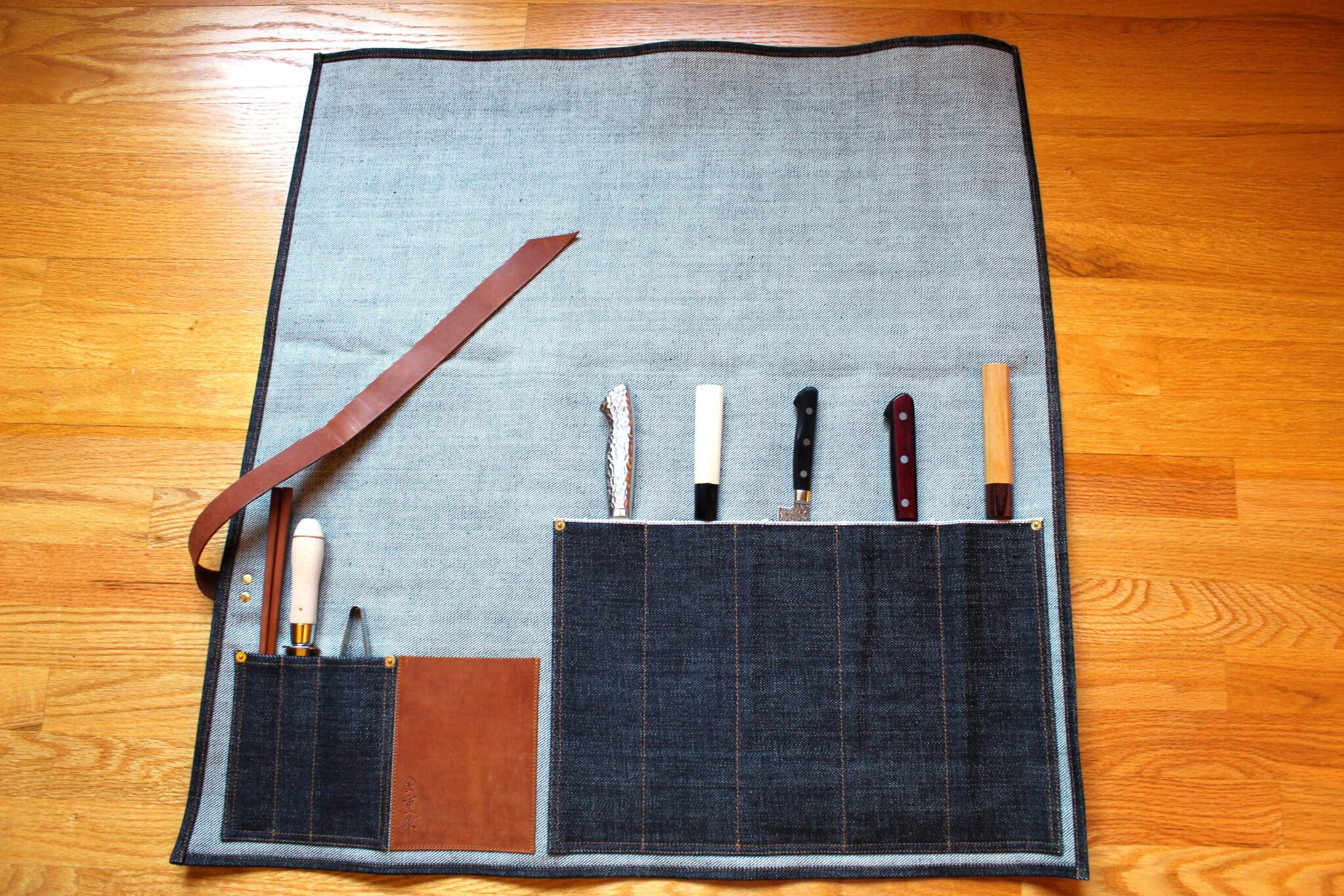 Kaneshige Hamono Handmade Denim and Leather Knife Roll