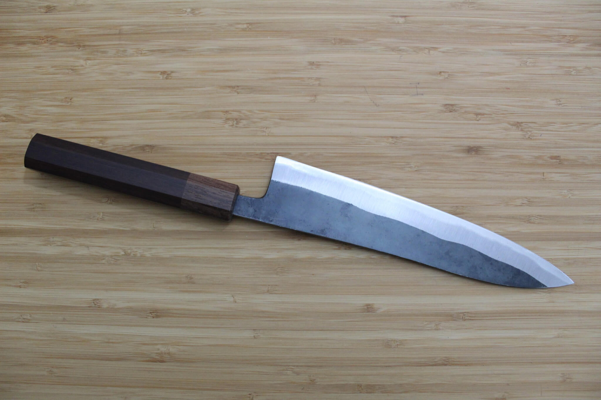 Kaneshige Hamono Kurouchi Aoniko Gyuto Knife 210 mm (8.2") Khii Ebony Handle