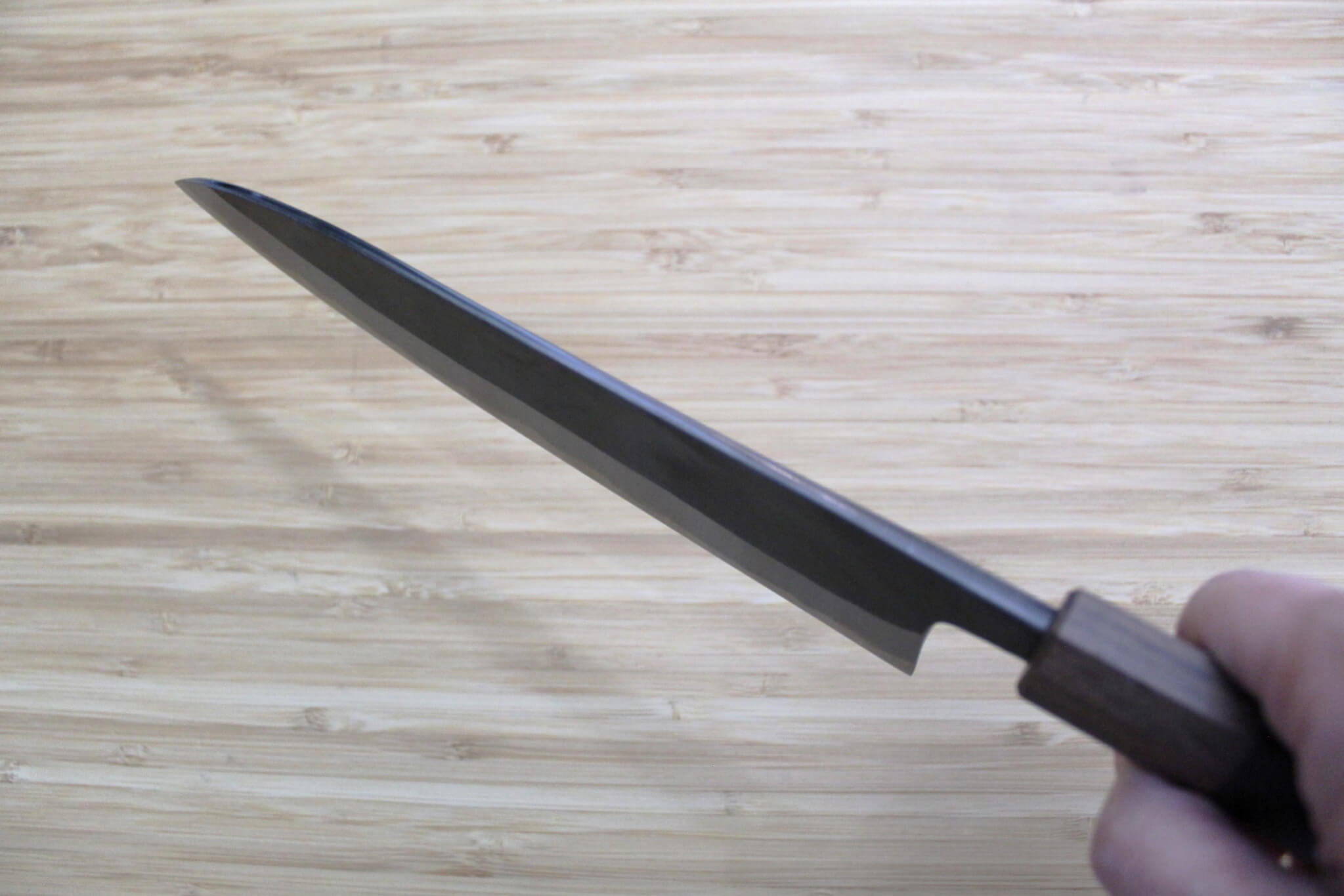 Kaneshige Hamono Kurouchi Aoniko Santoku Knife 190 mm (7.5") Khii Ebony Handle