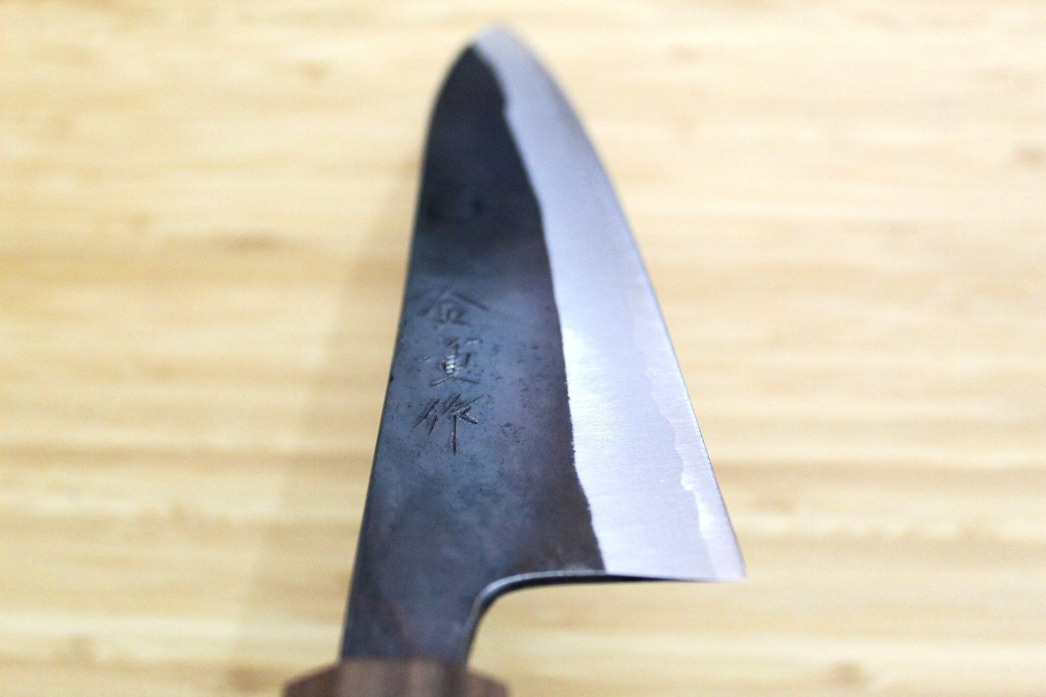 Kaneshige Hamono Kurouchi Aoniko Santoku Knife 190 mm (7.5") Khii Ebony Handle