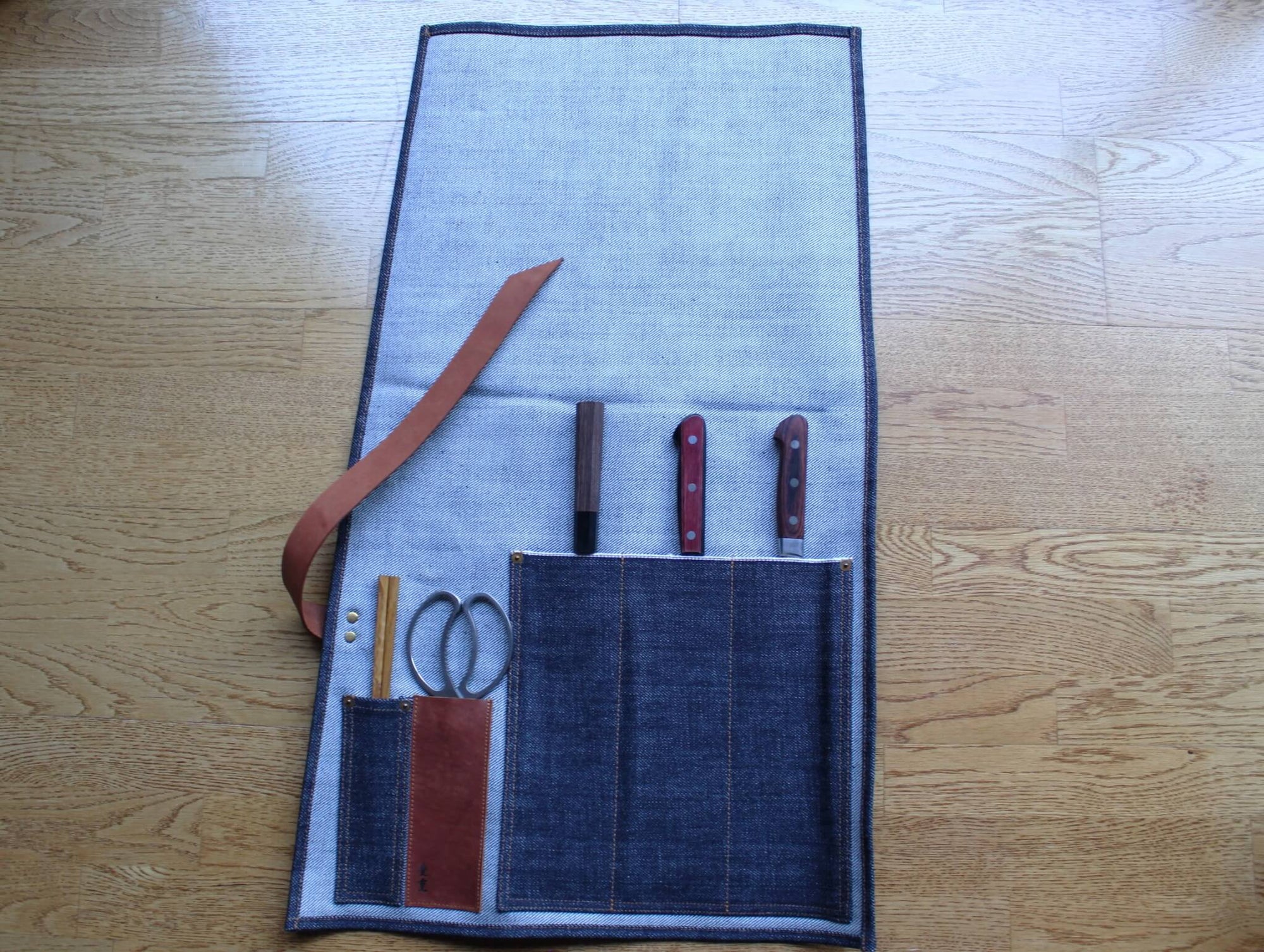 Kaneshige Hamono Handmade Denim and Leather Knife Roll