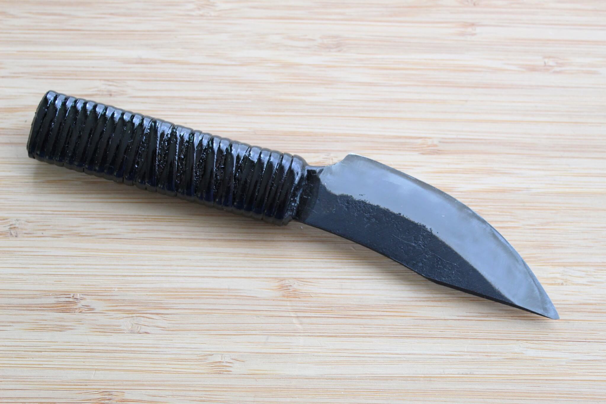 Kyokokaji Shokei 85mm Wide Petty Knife with 25mm Width and Fujimaki Rattan Handle