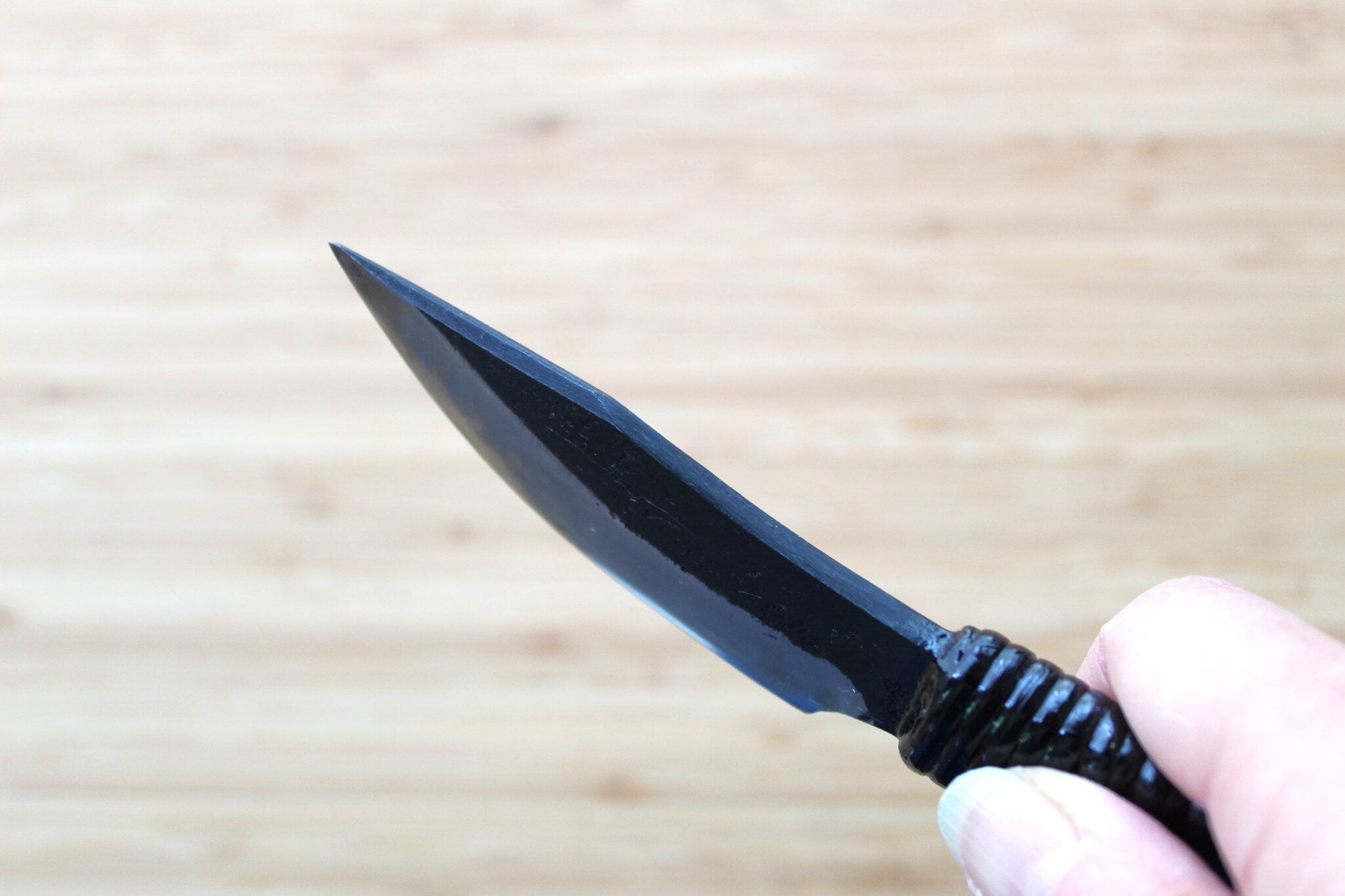 Kyokokaji Shokei 85mm Wide Petty Knife with 25mm Width and Fujimaki Rattan Handle