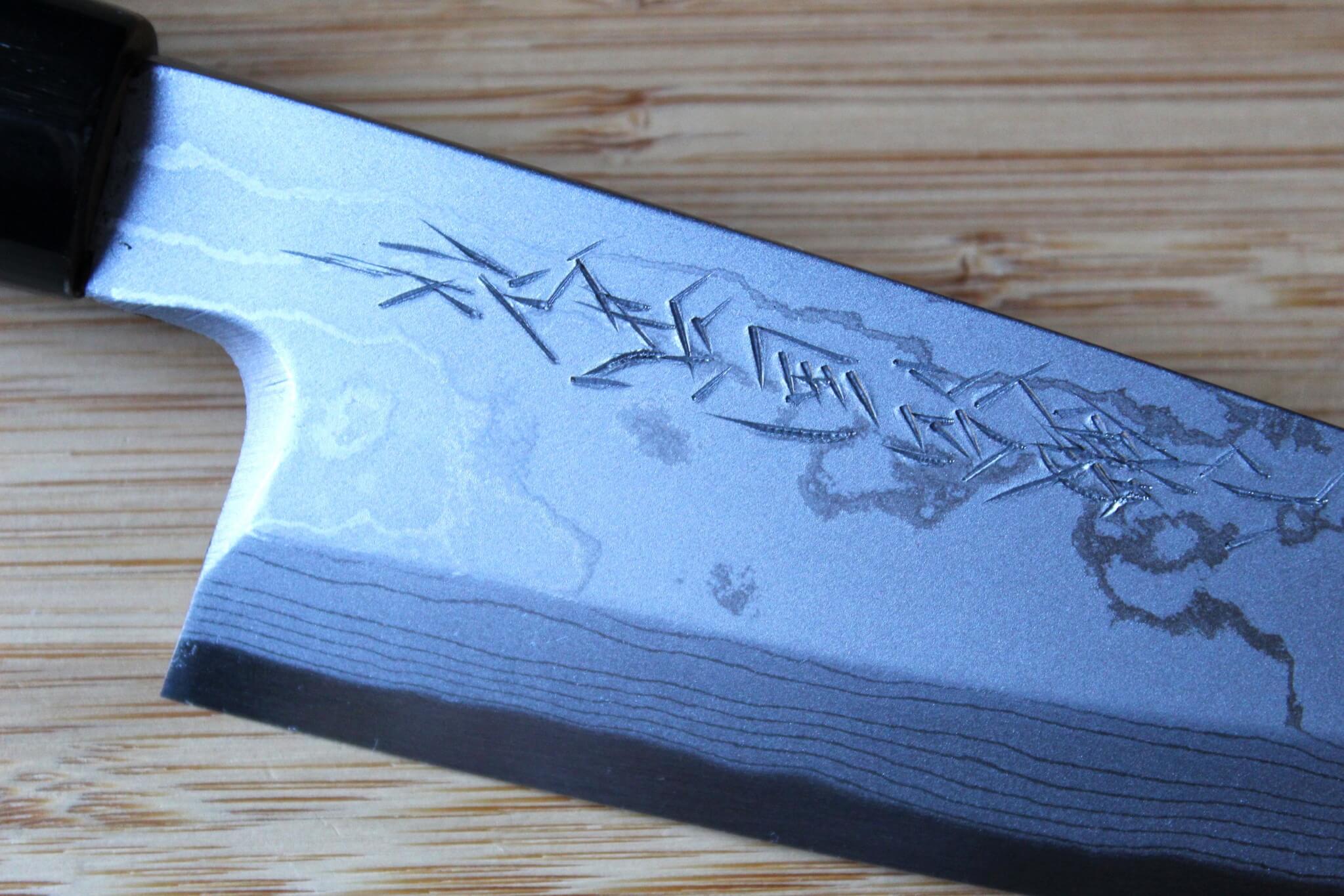 Miki Hamono Damascus Funayuki Knife White Steel Magnolia Buffalo Horn Handle Japanese Knife Seattle Area USA