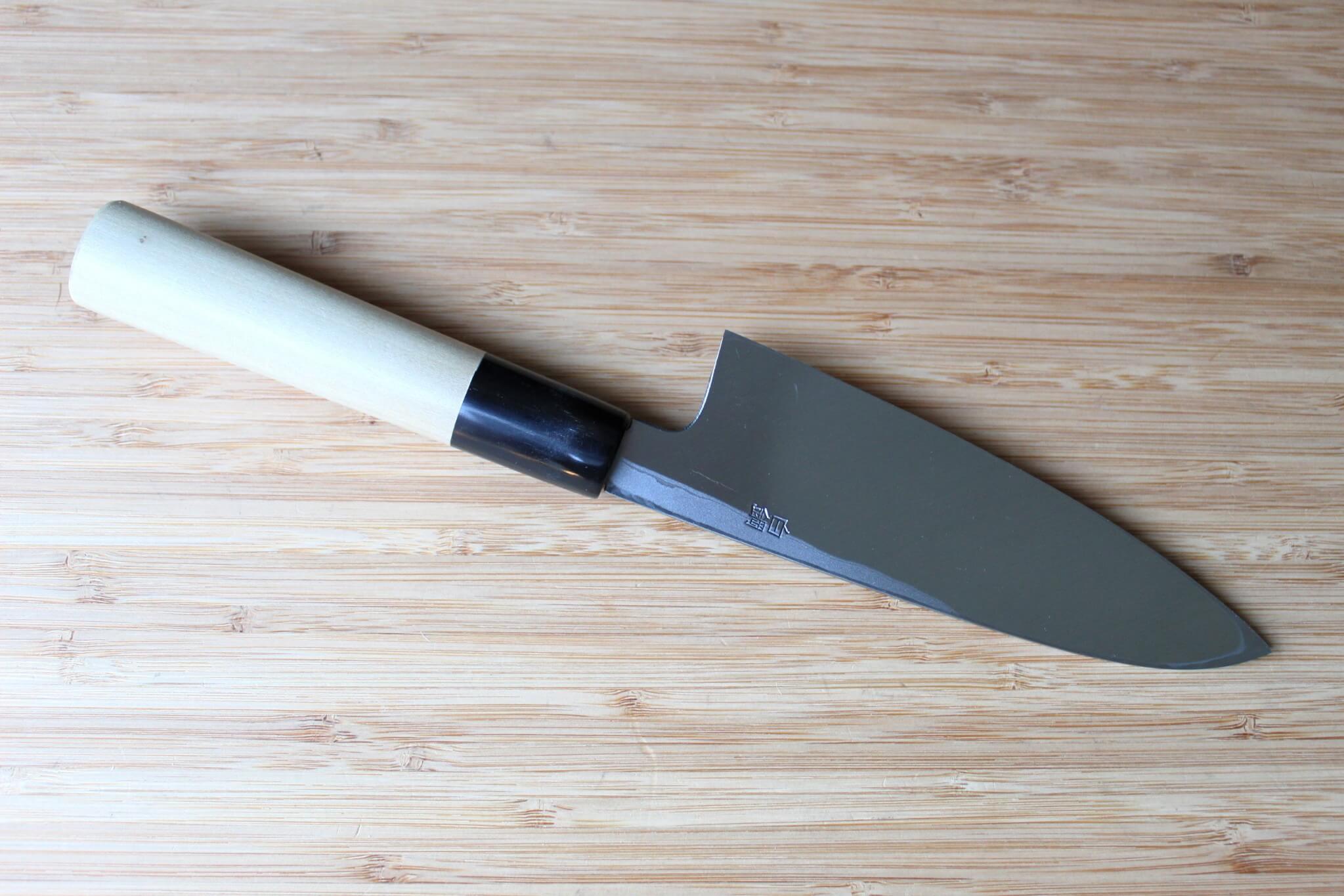Miki Hamono Damascus Funayuki Knife White Steel Magnolia Buffalo Horn Handle Japanese Knife Seattle Area USA