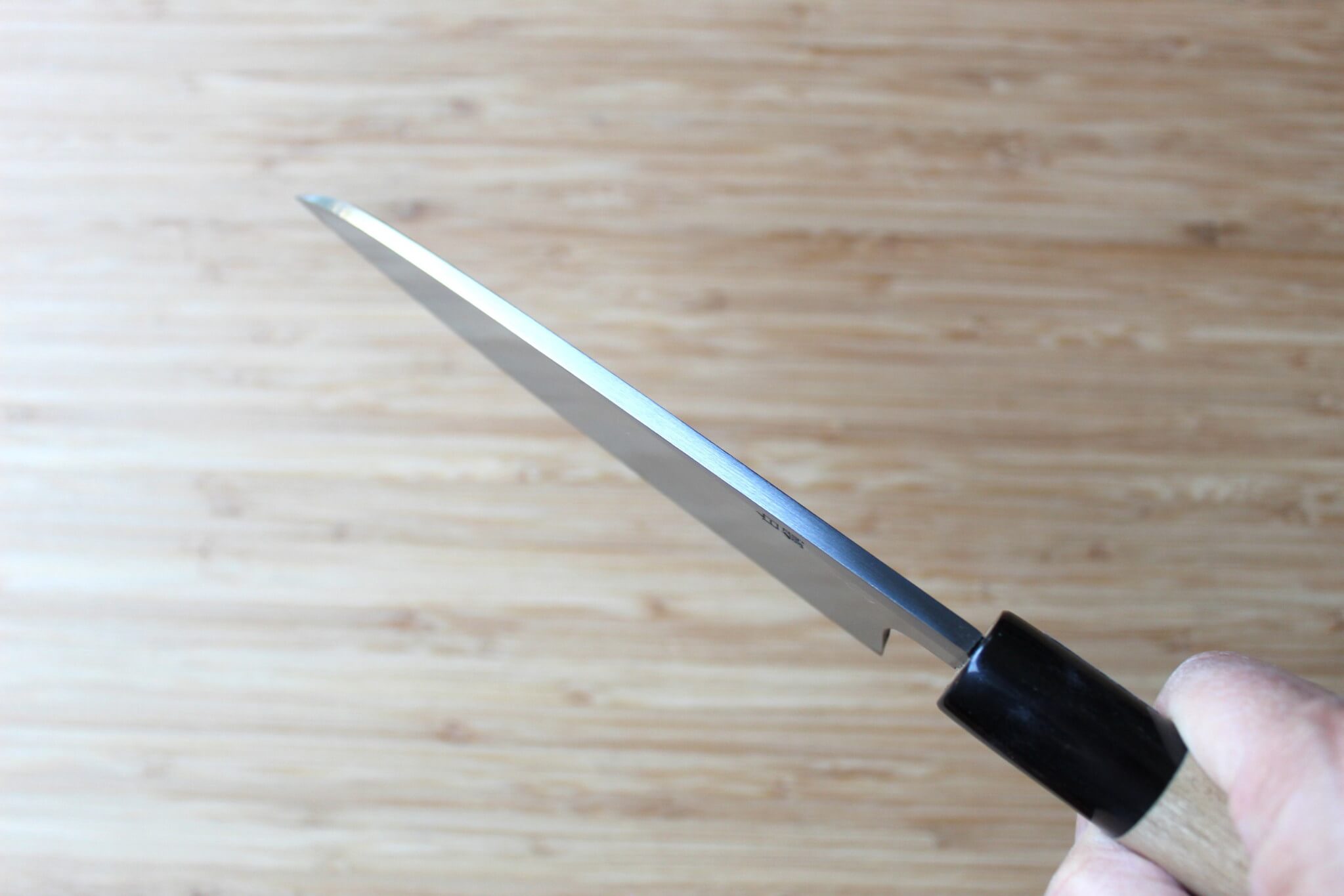 Miki Hamono Damascus Funayuki Knife White Steel Magnolia Buffalo Horn Handle Japanese Knife Seattle Area USA