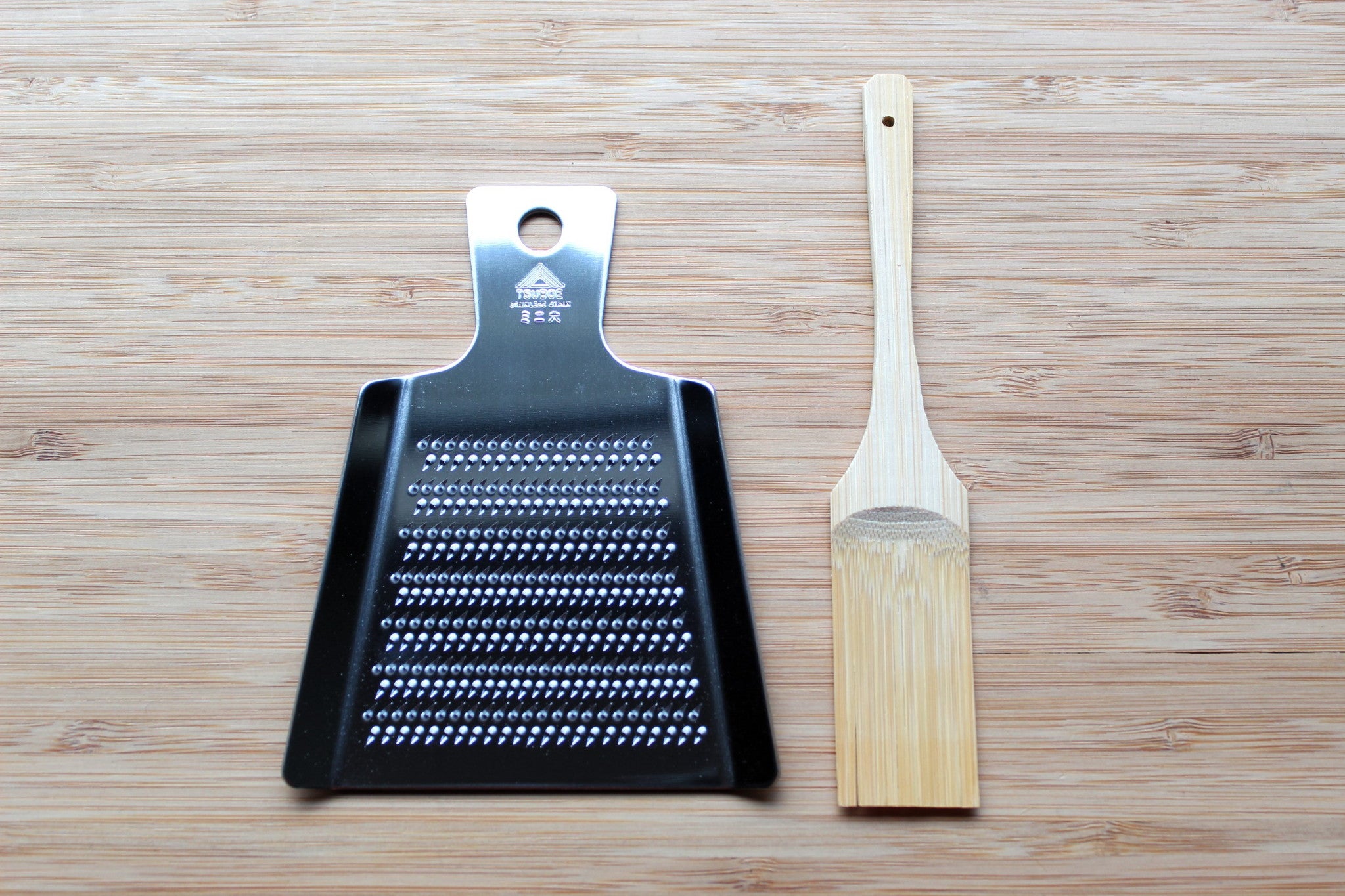 Stainless Steel Japanese Grater / Oroshigane Mini with Bamboo Brush