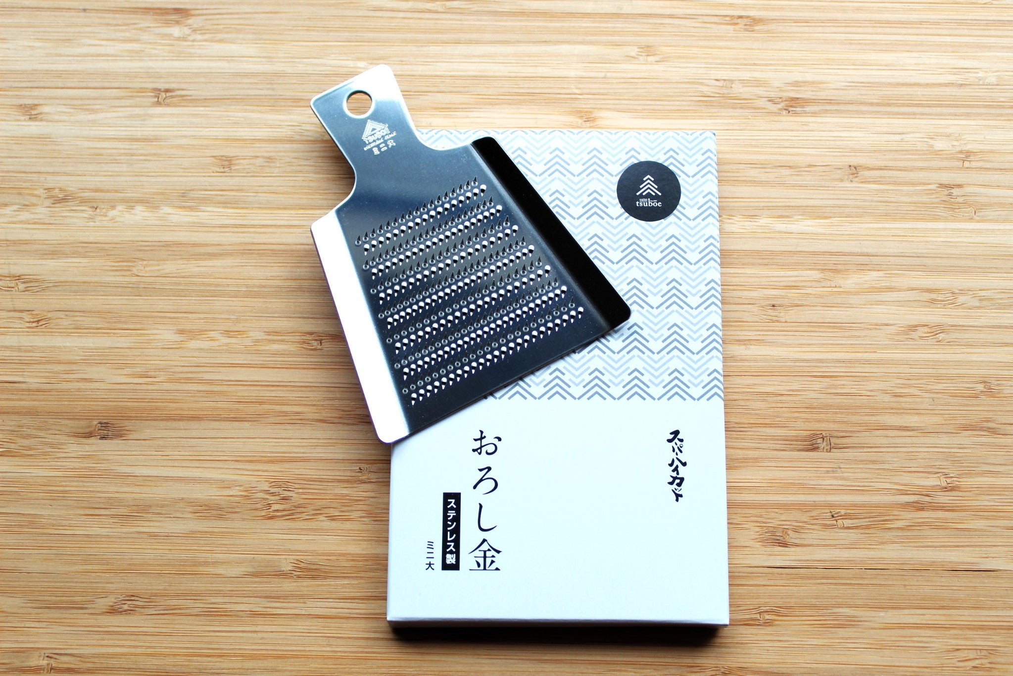 Stainless Steel Japanese Grater / Oroshigane Mini with Bamboo Brush