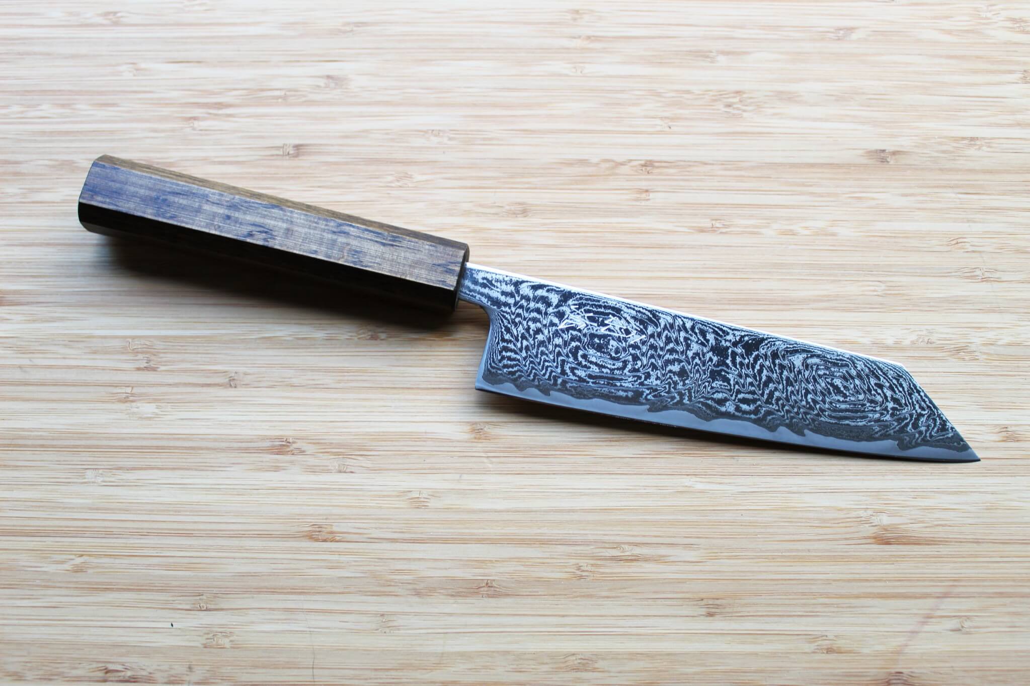 OUL Uzu Vortex Nickle Damascus Bunka 210 mm / 6.7" Black Oak
