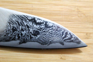 OUL Uzu Vortex Nickle Damascus Gyuto 210 mm / 8.2" Black Oak