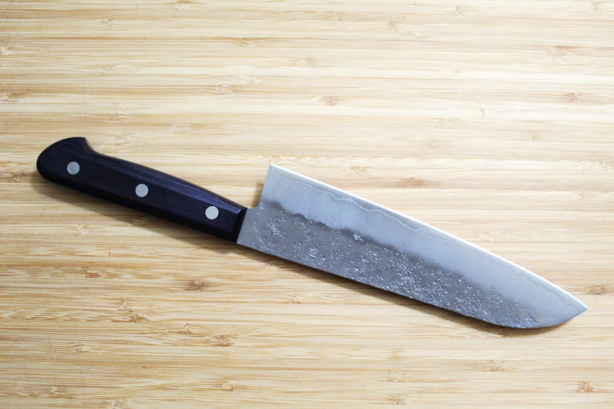 OUL Santoku Ginsan Nashiji 180 mm / 7.1" Purple Handle