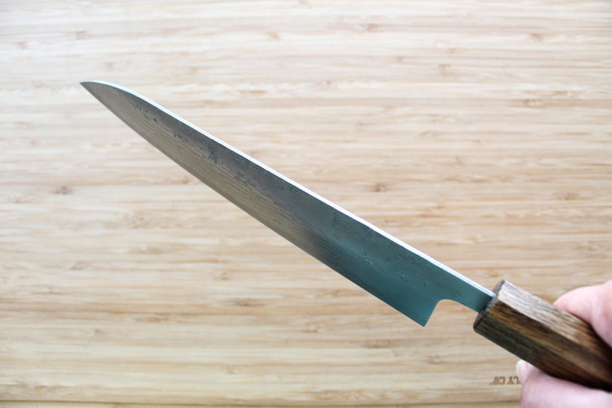 OUL SW Nickel Damascus Washiji Gyuto 210mm Japanese chef knife with Black Oak handle