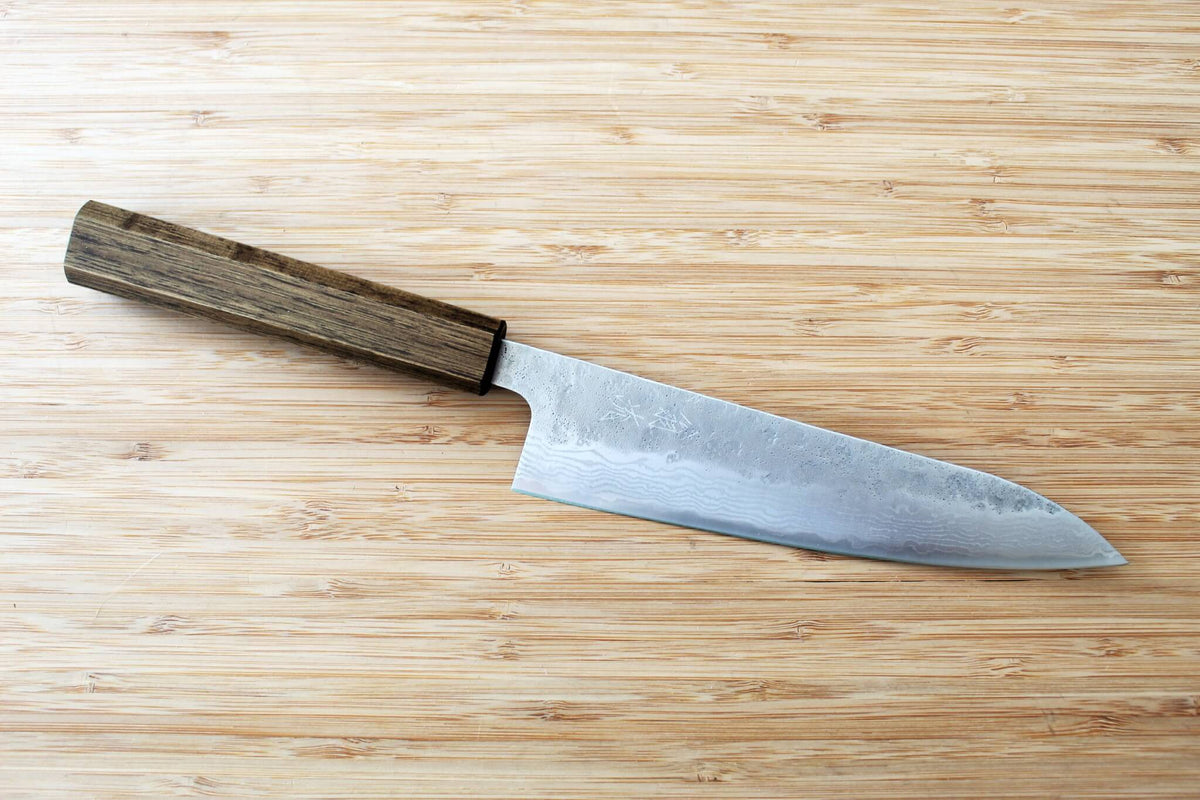 OUL Tsuchime ND440C Matte Gyuto 180mm Japanese chef knife with Black Oak handle