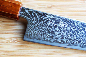 OUL Uzu Vortex Nickle Damascus Bunka 170 mm / 6.7" Lacquer Handle