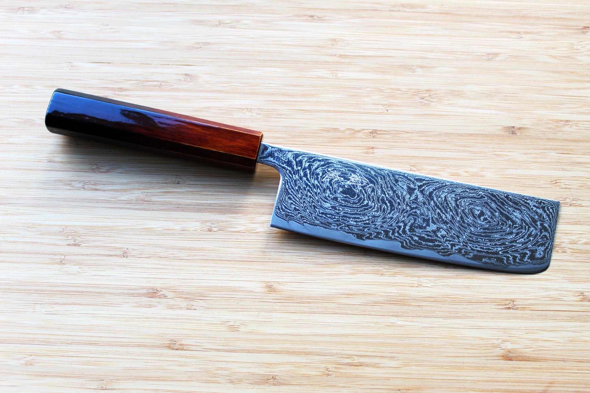 OUL Uzu Vortex Nickle Damascus Nakiri 165 mm / 6.5 " Lacquer Handle