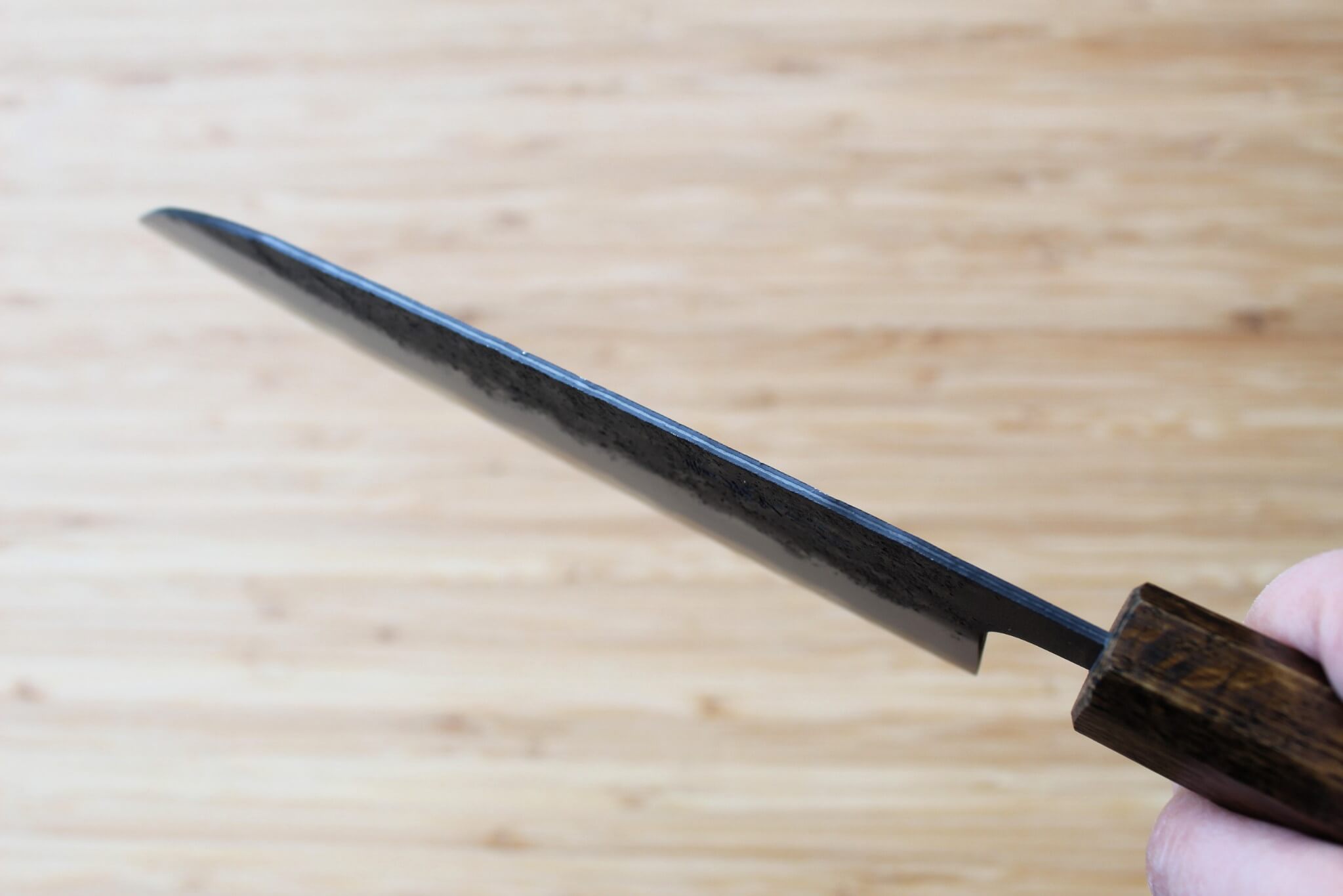 OUL Aogami Super / Blue Super Steel Nashiji Santoku 165 mm / 6.5" Black Oak