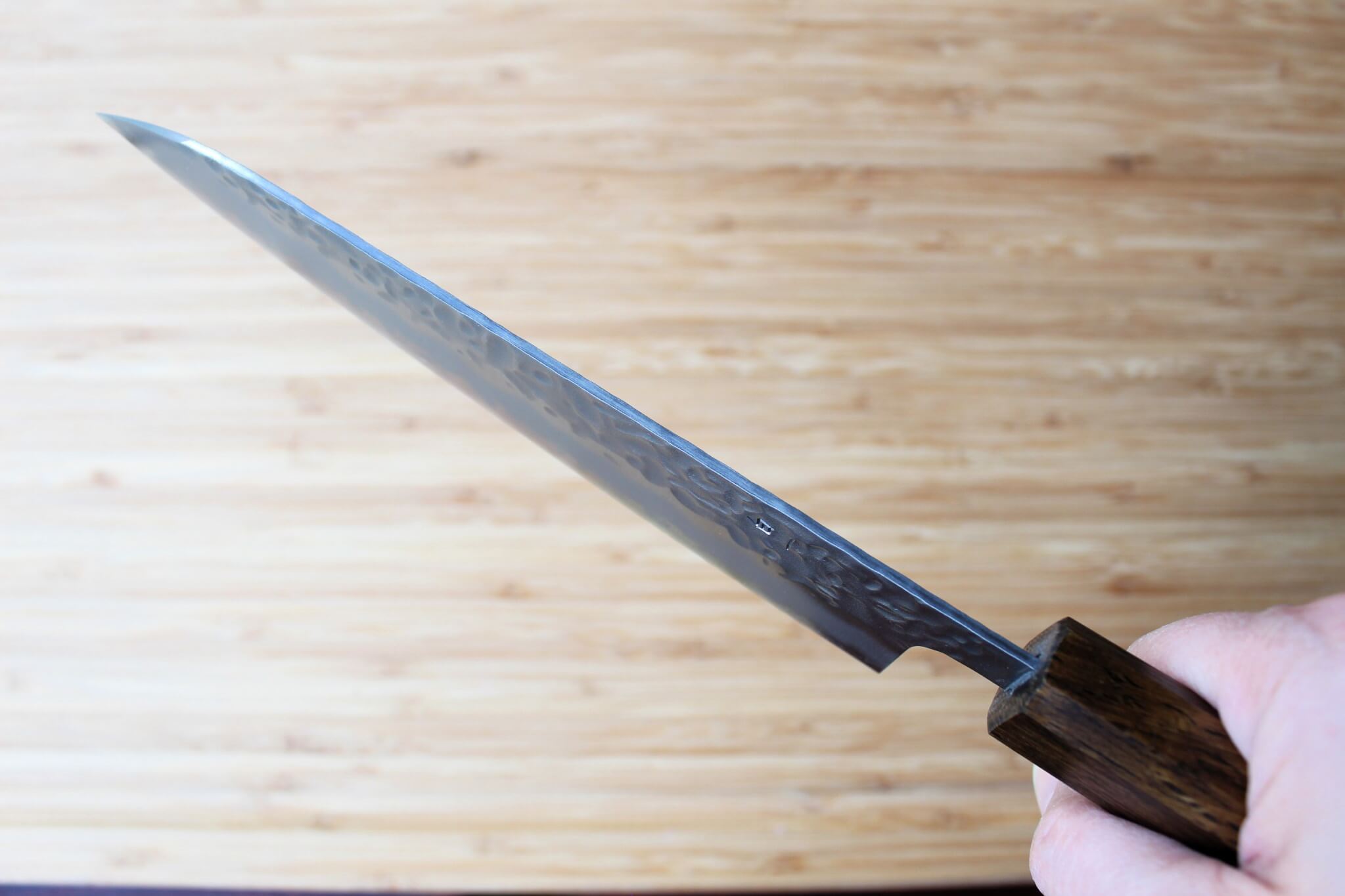 OUL Gyuto Tsuchime White Steel #1 180 mm / 7.0 " Black Oak Handle