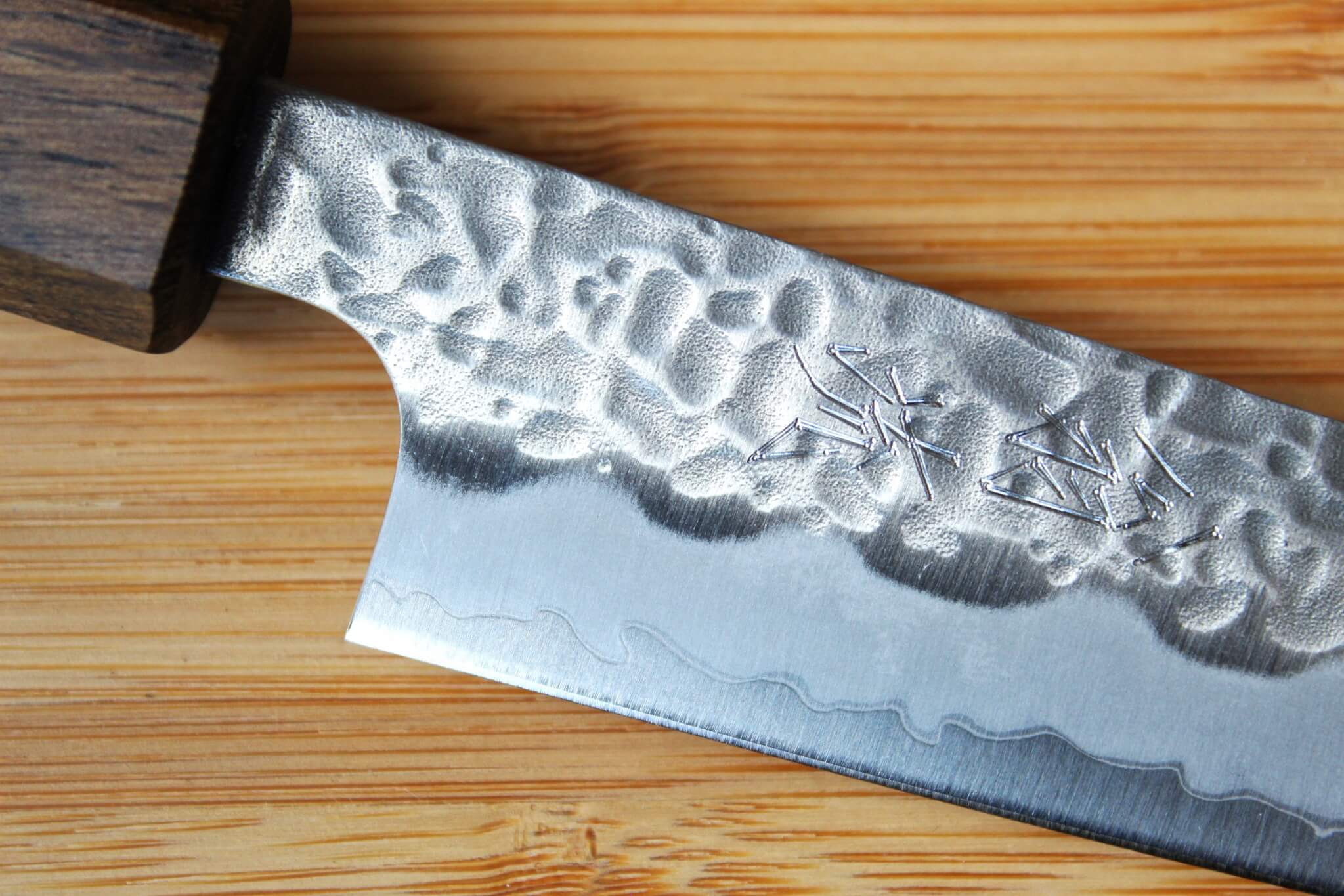 OUL Gyuto Tsuchime White Steel #1 180 mm / 7.0 " Black Oak Handle