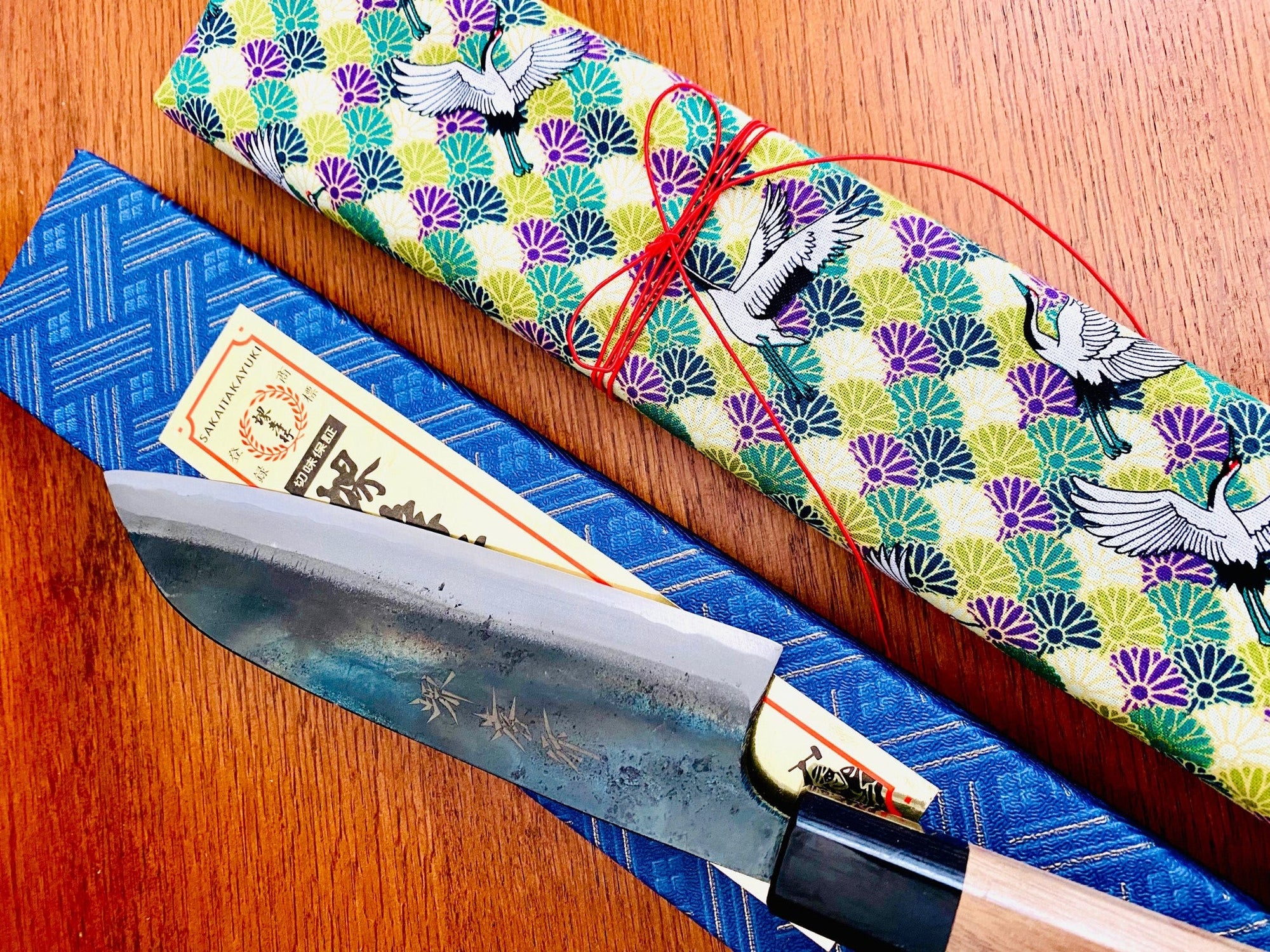 Gift Wrapping with Traditional Japanese kimono pattern fabric