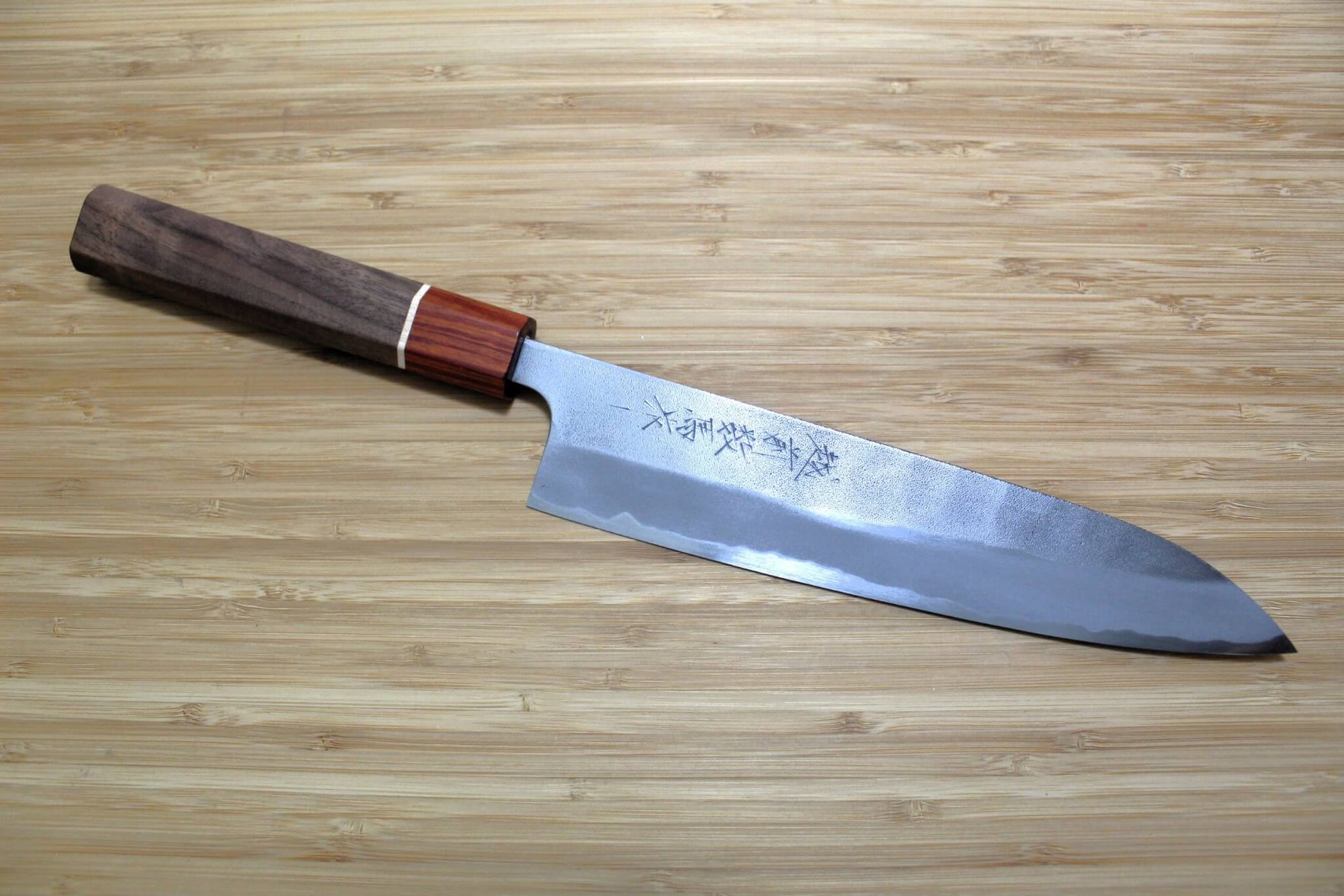 Sawakazuma Yugiri Nashiji Gyuto Knife 210 mm / 8.2" Maple and Renghas Handle Orange