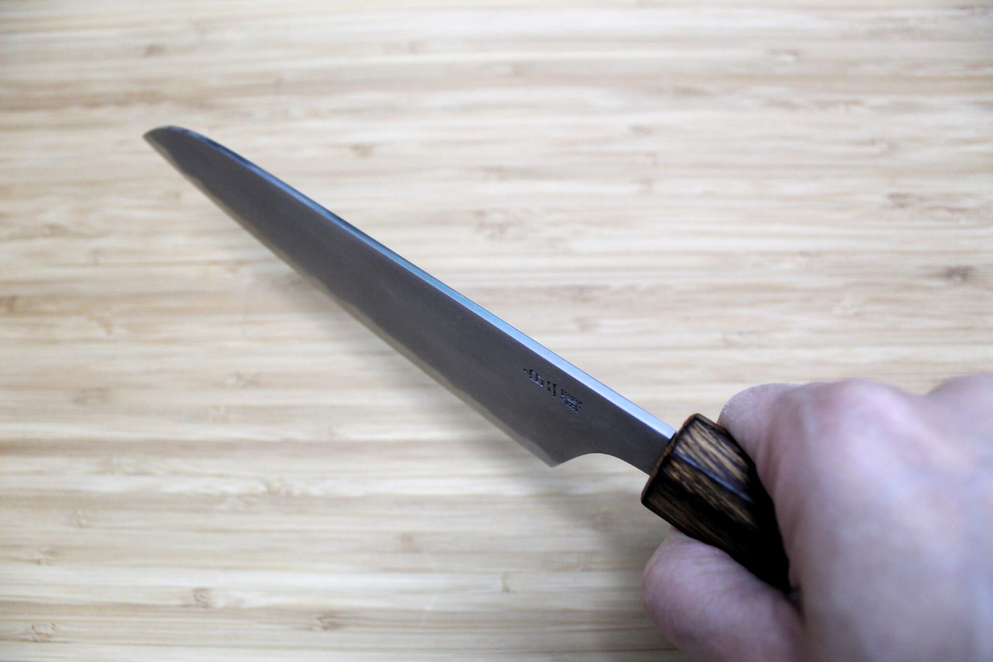 Sakai Takayuki Baikoku Shironiko / White Steel #2 Santoku Knife 180mm / 7.1" Burnt Oak Handle