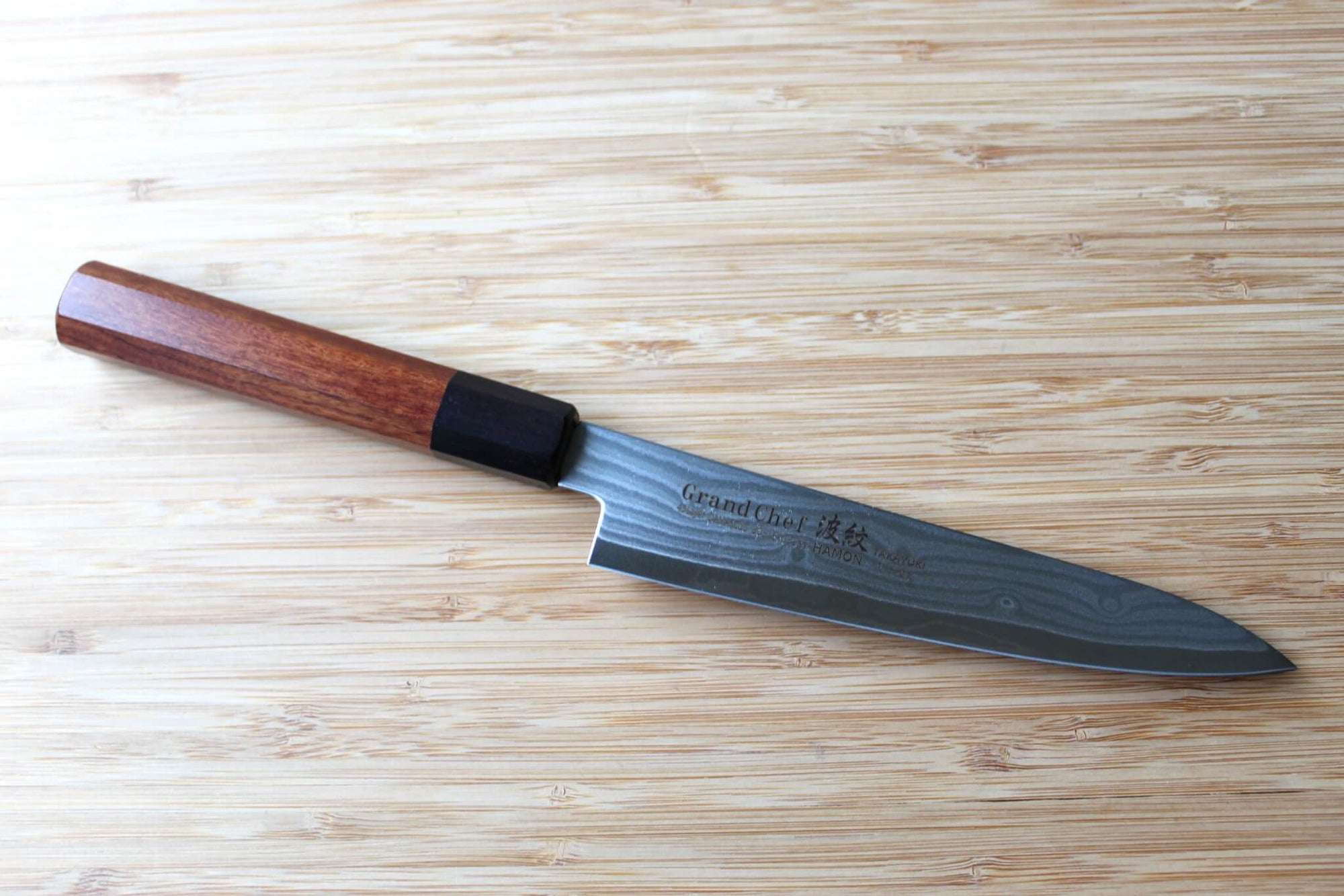 Sakai Takayuki Grand Chef Hamon Damascus 150mm (4.9") Petty with Ebony Rosewood Handle