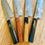 Santoku Kitchen Knife Damascus VG-10 Stainless Steel Lacquered Oak Handles Sakai Takayuki