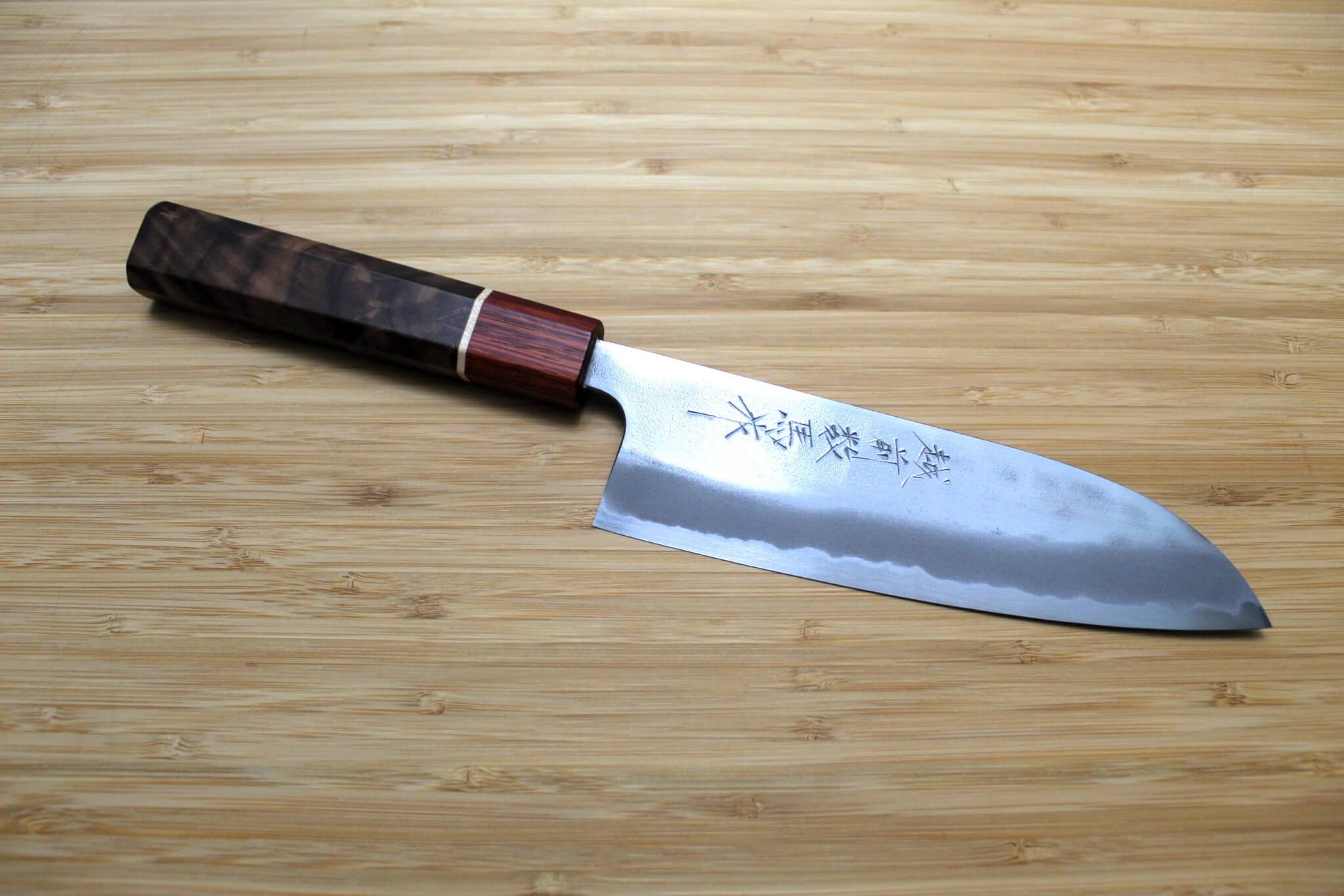 Sawakazuma Yugiri Nashiji Santoku Knife 165 mm / 6.5" Maple and Renghas Handle