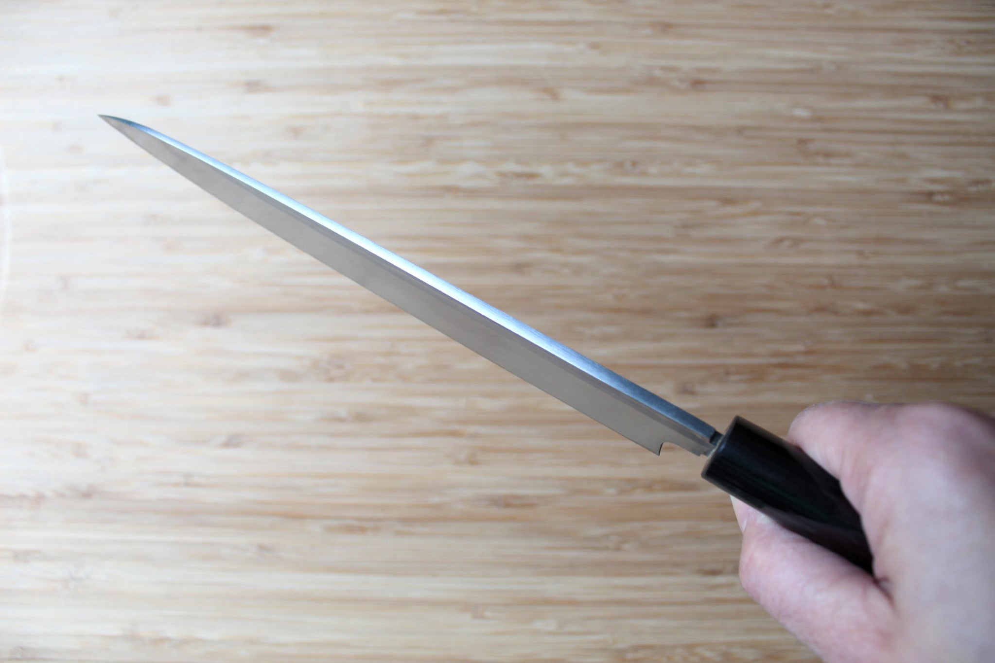 Sawakazuma Yanagiba Slicer Knife 210 mm / 8.2" Shironiko Damascus Rosewood Handle
