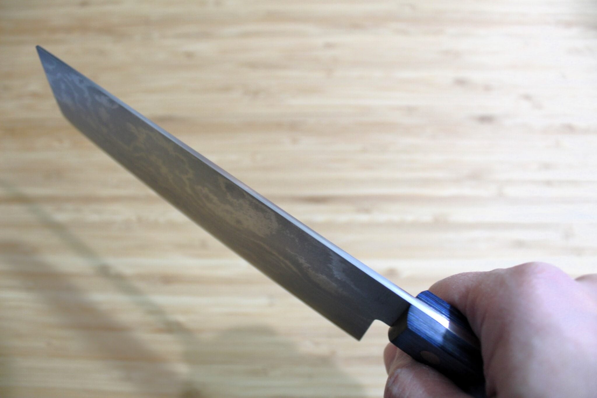 Shigeki Tanaka Damascus VG-10 Nakiri with Blue Handle 165mm / 6.5"