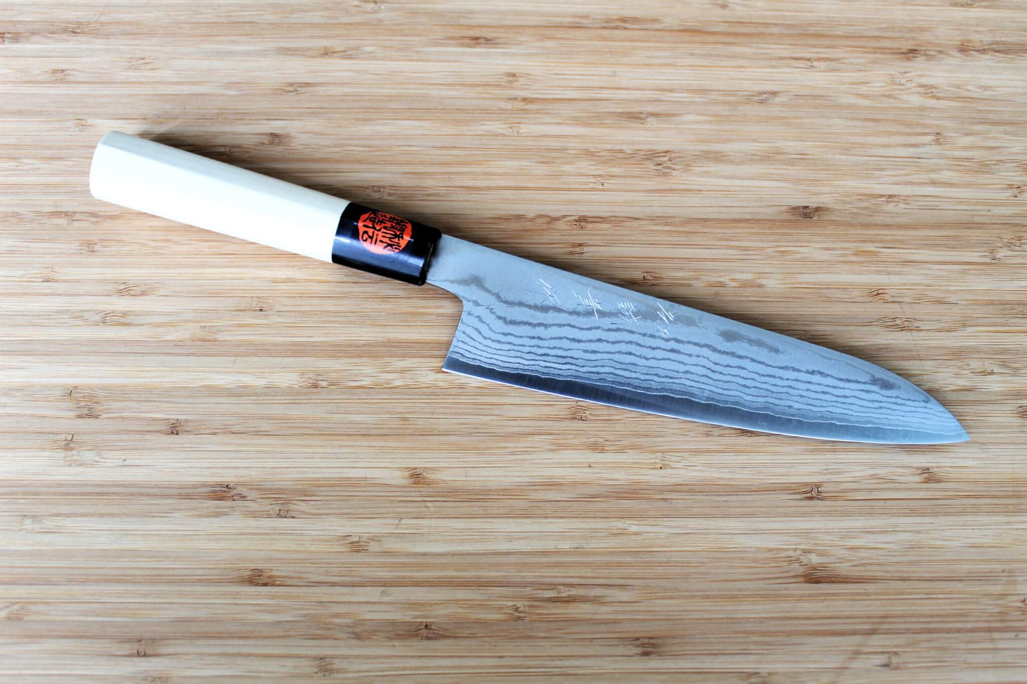 Shigeki Tanaka Damascus VG10 Gyuto with Magnolia Handle Buffalo Ferrule 180 mm / 7.1"