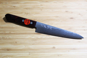 Shigeki Tanaka Damascus VG10 Petty with Red Handle  150mm / 5.9"