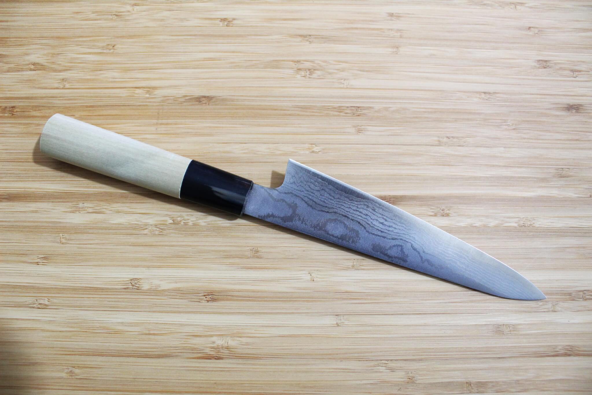 Shigeki Tanaka Damascus VG10 Petty with Magnolia Handle Buffalo Ferrule 150mm / 5.9"