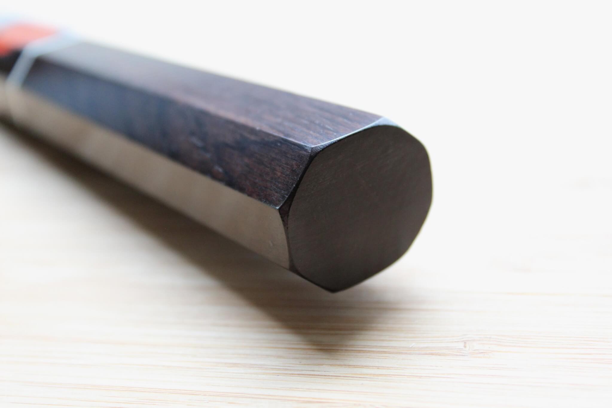 Shigeki Tanaka Habakiri Damascus SG2 Steel Sujihiki with Ebony Handle Buffalo Ferrule 240mm / 9.4"